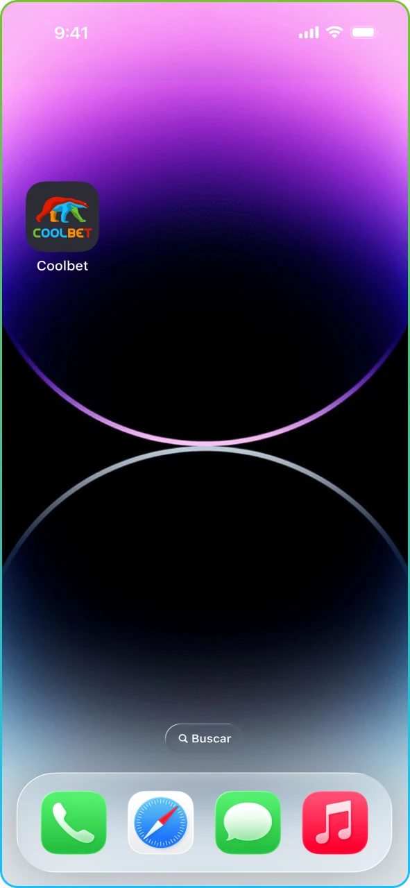 Icono de Coolbet en la pantalla de inicio del dispositivo listo para ser ejecutado por primera vez.